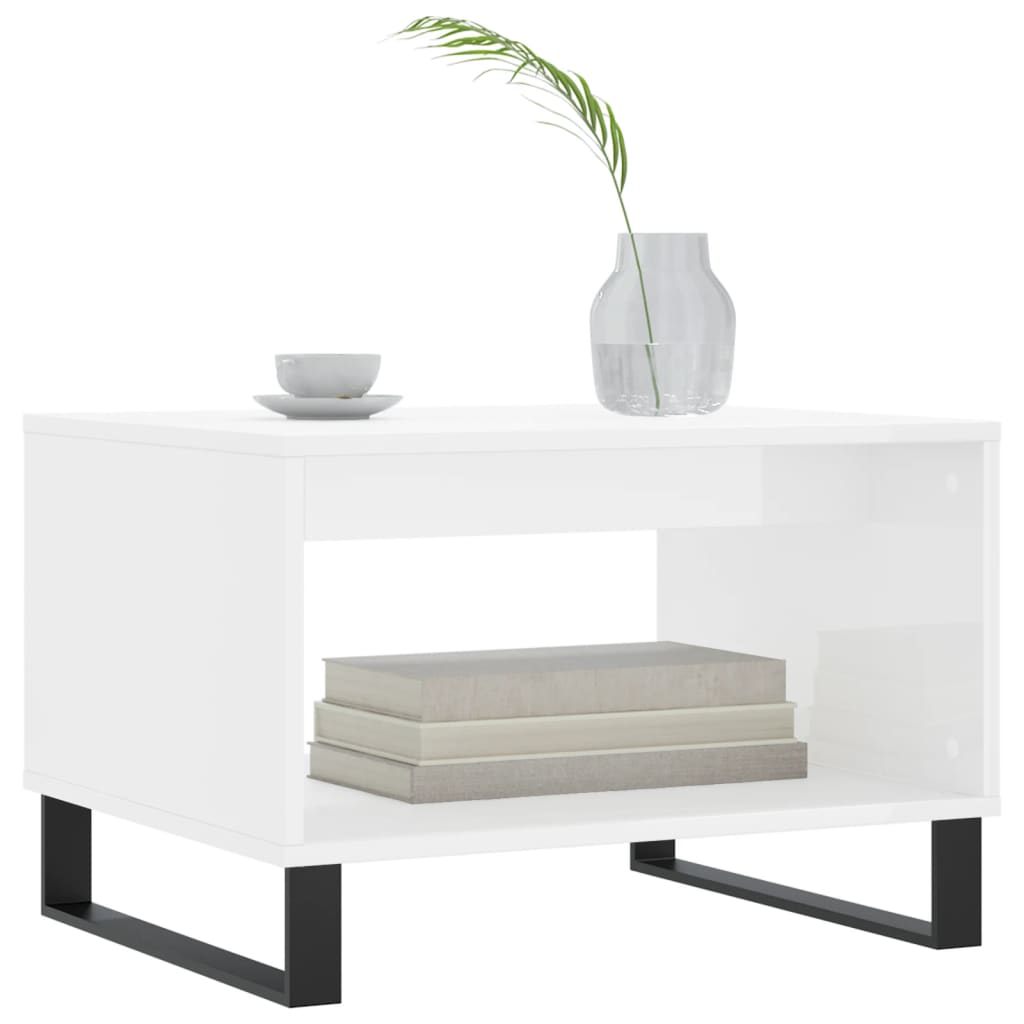 Tavolino Bianco lucido 60x50x40 cm MDF