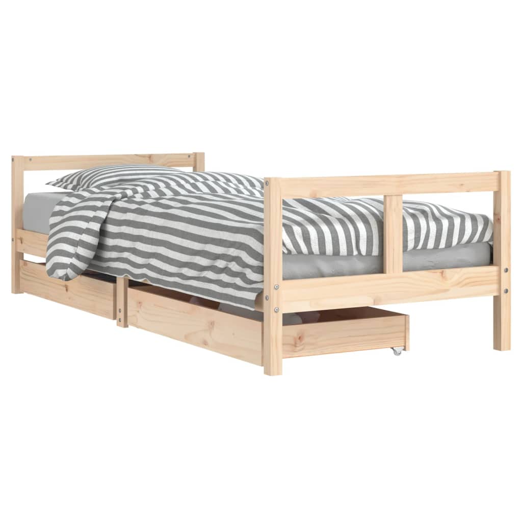 Bettenrahmen für graue Kinder 80x200 cm Festkieferholz