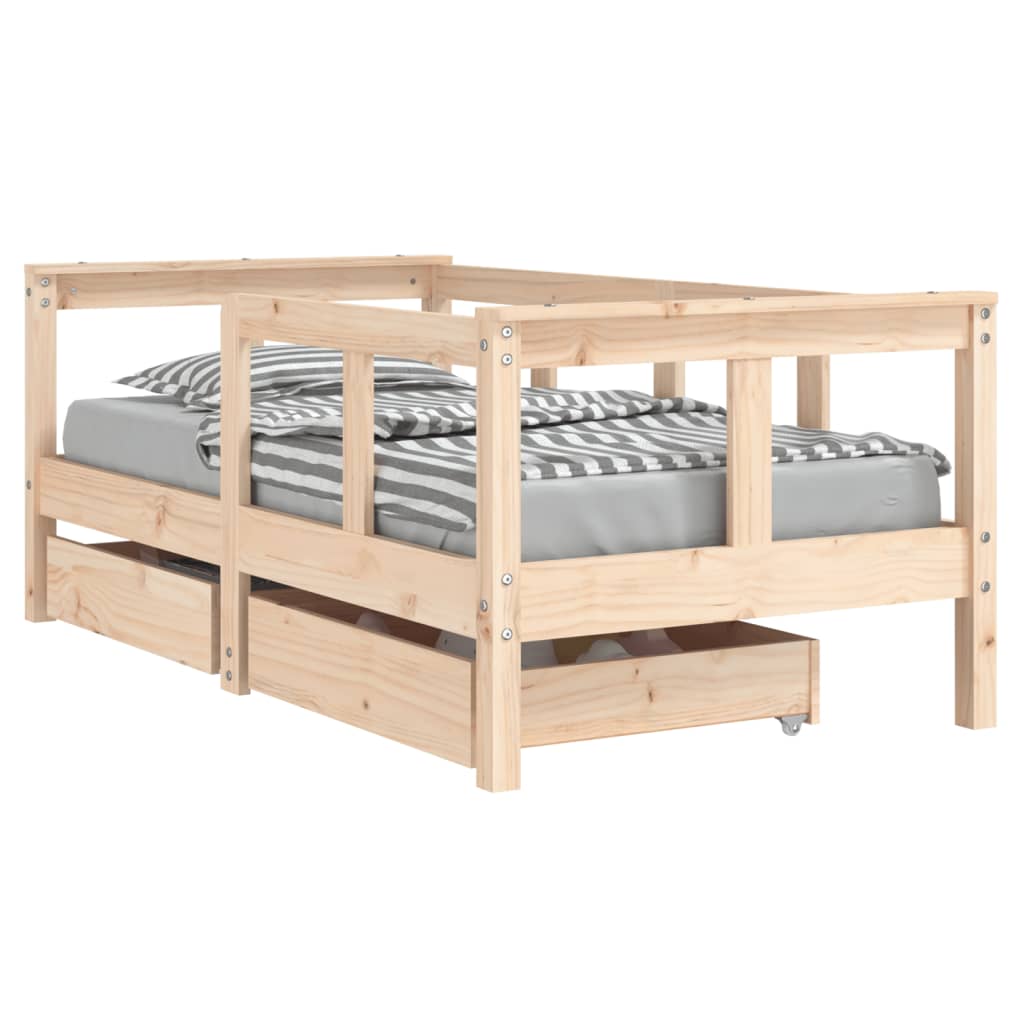 Children's bed with 70x140 cm Solid pine wood drawers