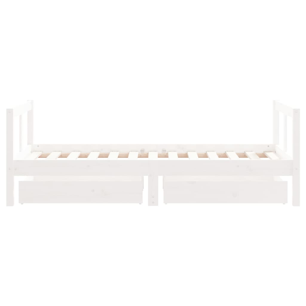 Bed frame for children White drawers 80x160cm Wood solid pine