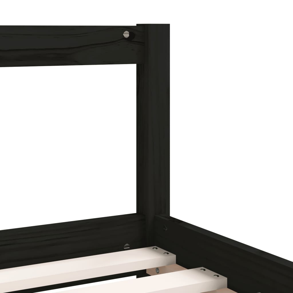 Children's bed frame black 90x190cm solid pine wood