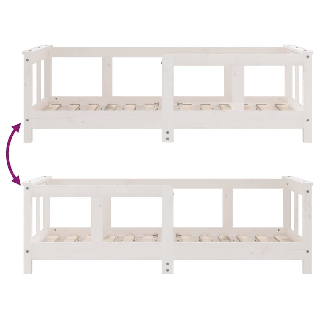 Bed frame for white children 70x140 cm solid pine wood