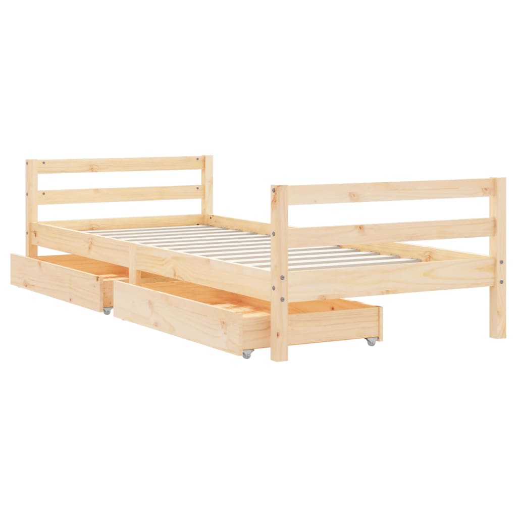 Struttura letto per bambini con cassetti 90x200 cm in legno di pino massiccio