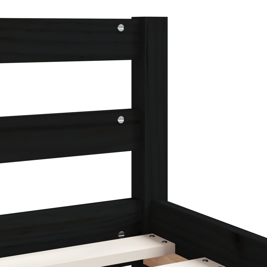 Bed frame for children black drawers 80x160 cm solid pine wood
