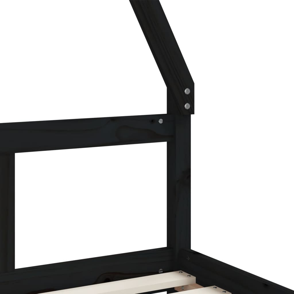 Bed frame for black children 80x160 cm solid pine wood