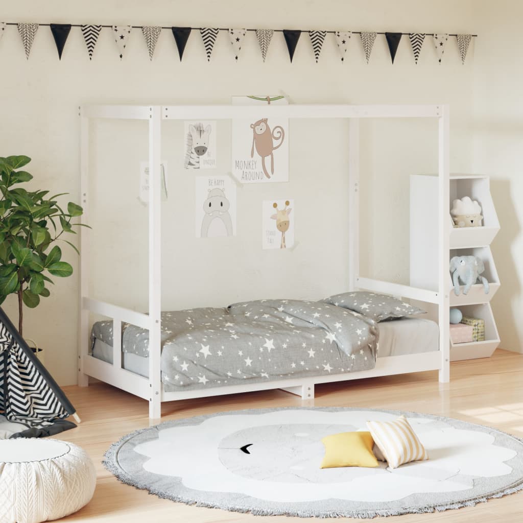 Farma del letto bianco per bambini 80x160 cm in legno di pino solido