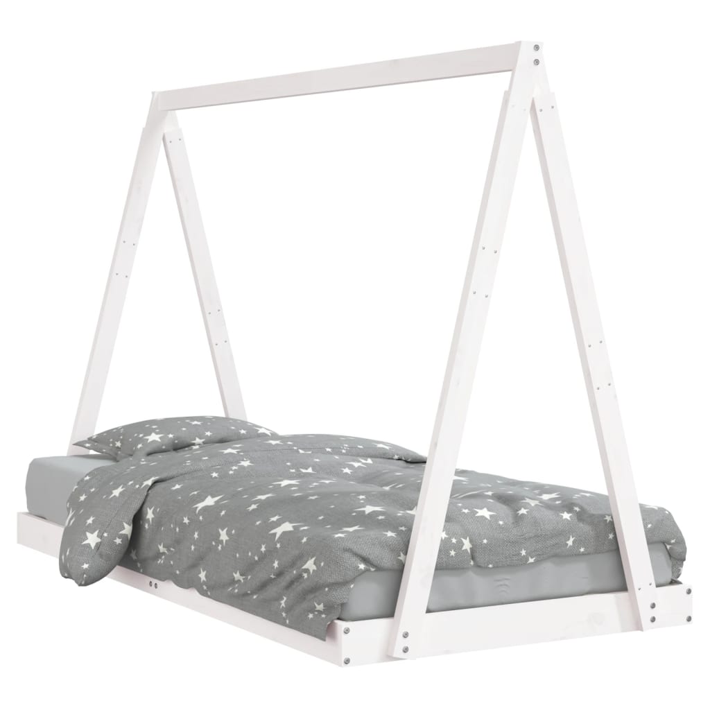 Cadre de lit pour enfants blanc 90x190 cm bois de pin massif