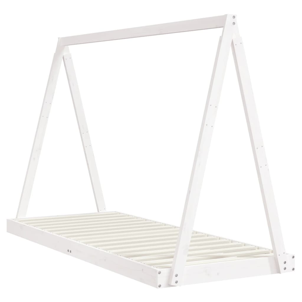 Weiße Kinderbet -Rahmen 80x200 cm Festkieferholz