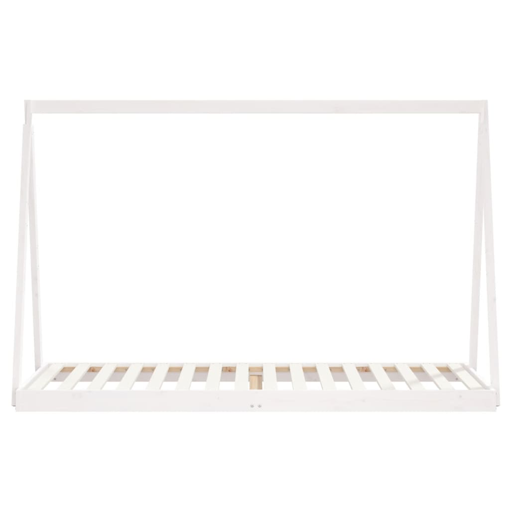 White children's bed frame 80x200 cm Solid pine wood