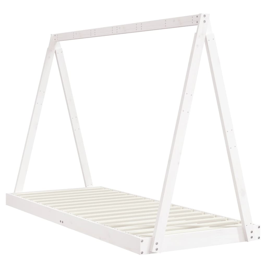 Weiße Kinderbet -Rahmen 80x200 cm Festkieferholz