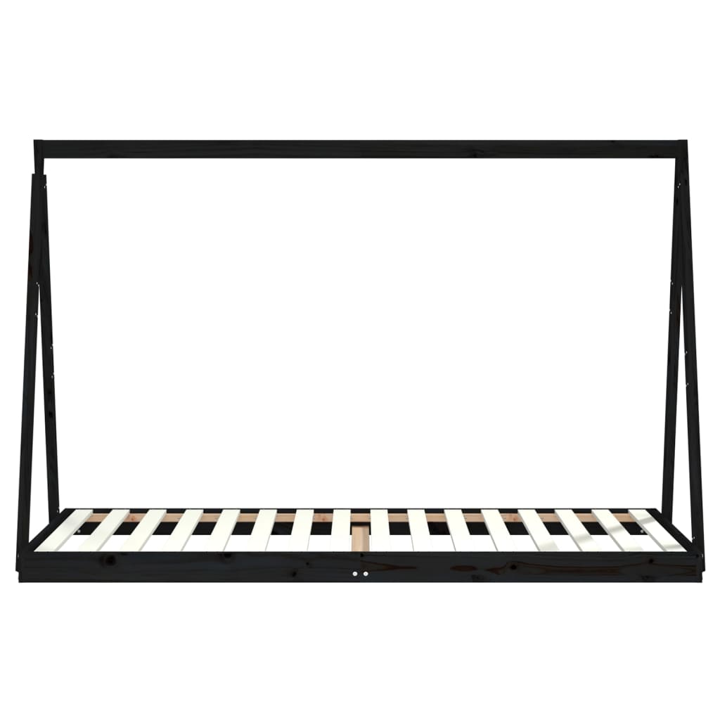 Schwarzer Kinderbet -Rahmen 90x200 cm Festkieferholz