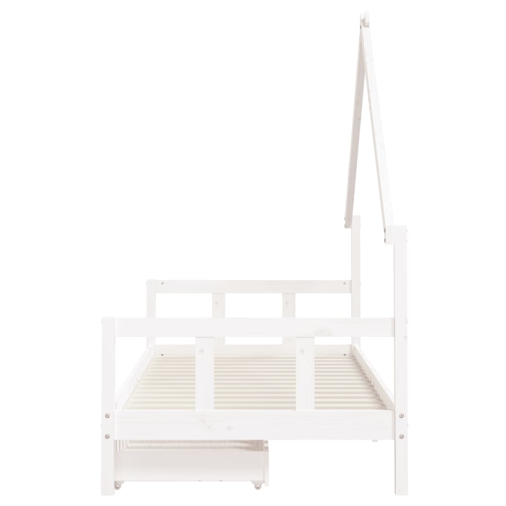 Struttura letto per bambini con cassetti bianco 90x200 cm in legno massello di pino