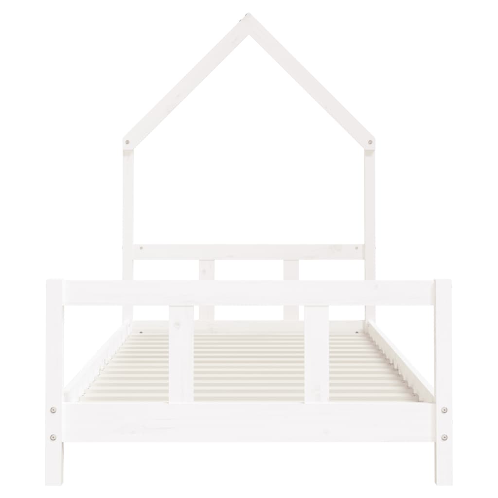 White children's bed frame 90x190 cm Solid pine wood