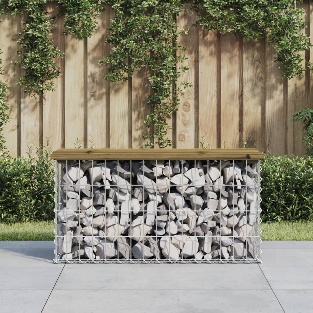 Panca da giardino design gabbione 83x31,5x42 cm in legno di pino impregnato