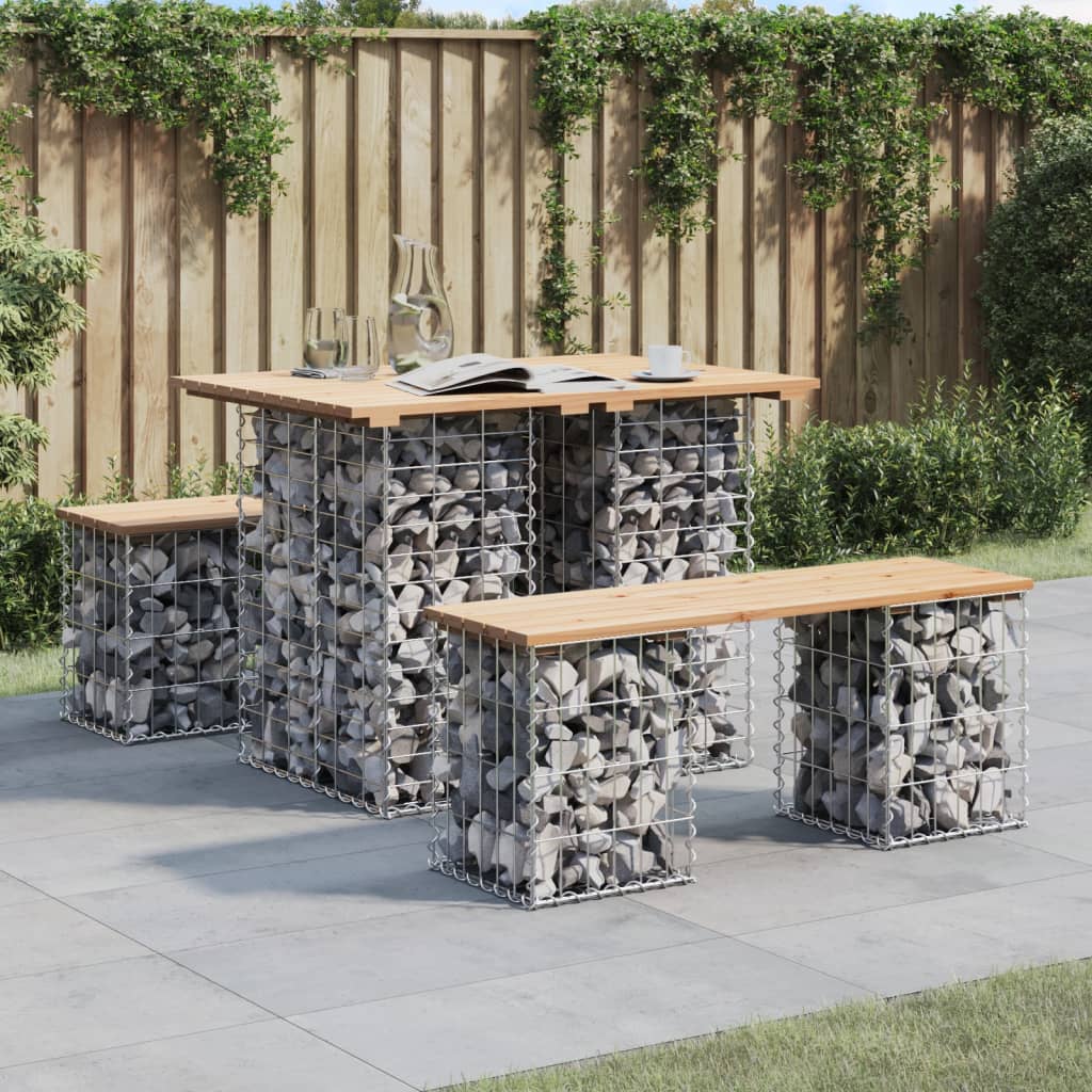Gabion design garden bench 100x70x72 cm solid pine wood