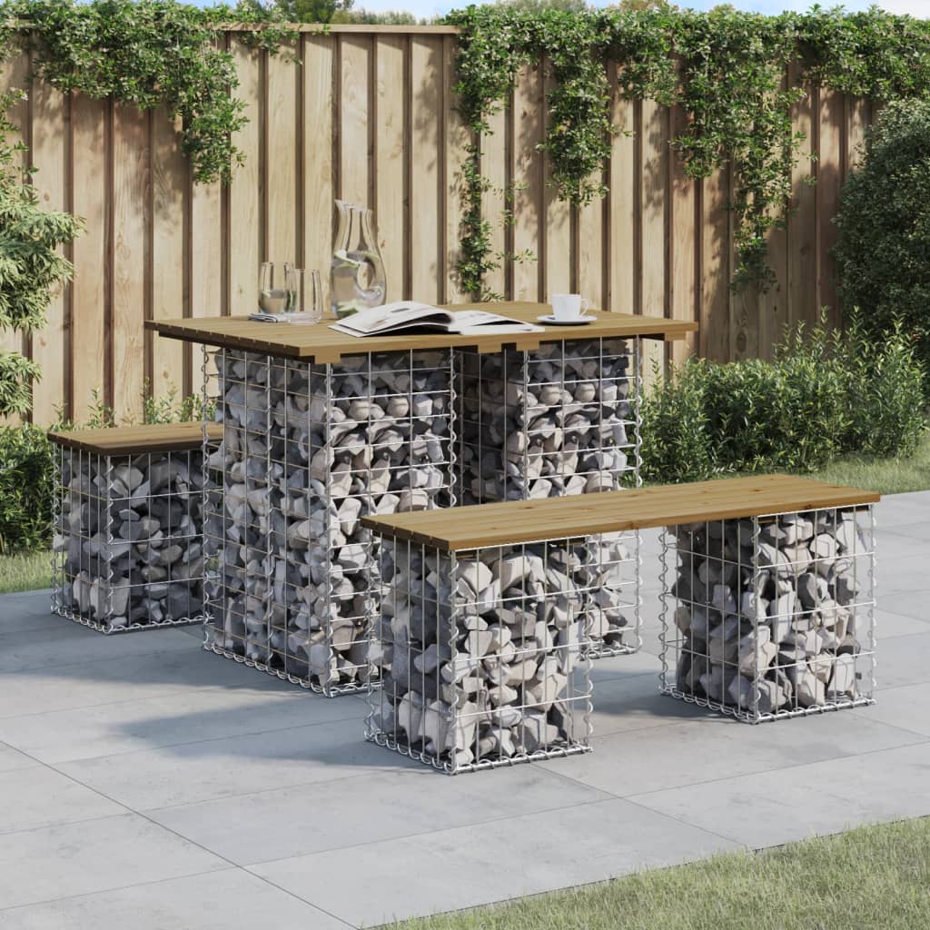 Gabion design garden bench 100x70x72 cm impregnated pine wood