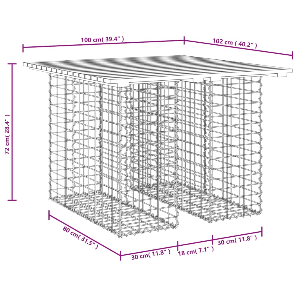 Gabion Design Garden Bench 100x102x72 cm Legno massiccio di Douglas