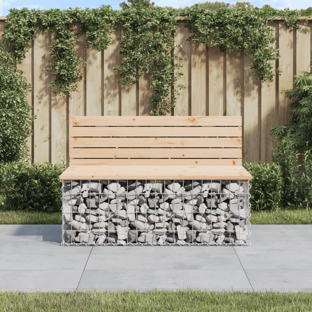 Gabion design garden bench 103x70x65 cm solid pine wood