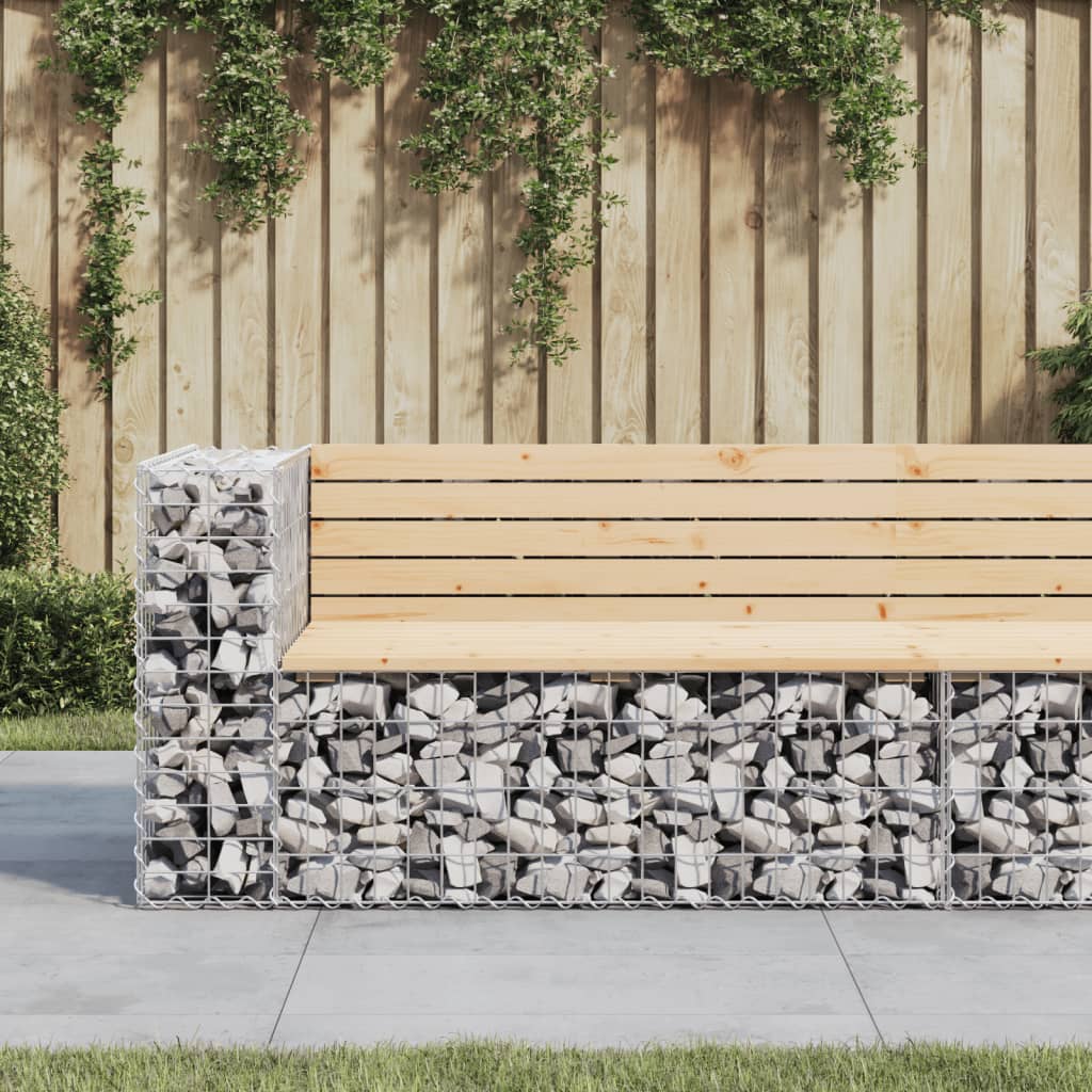 Gabion design garden bench 122x71x65.5 cm solid pine wood
