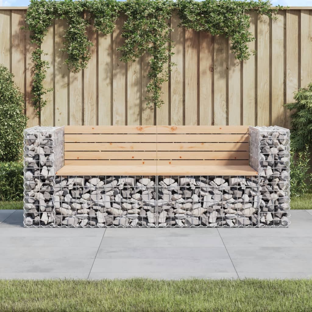 Panca da giardino di design gabbione 184x71x65,5 cm in legno di pino massiccio
