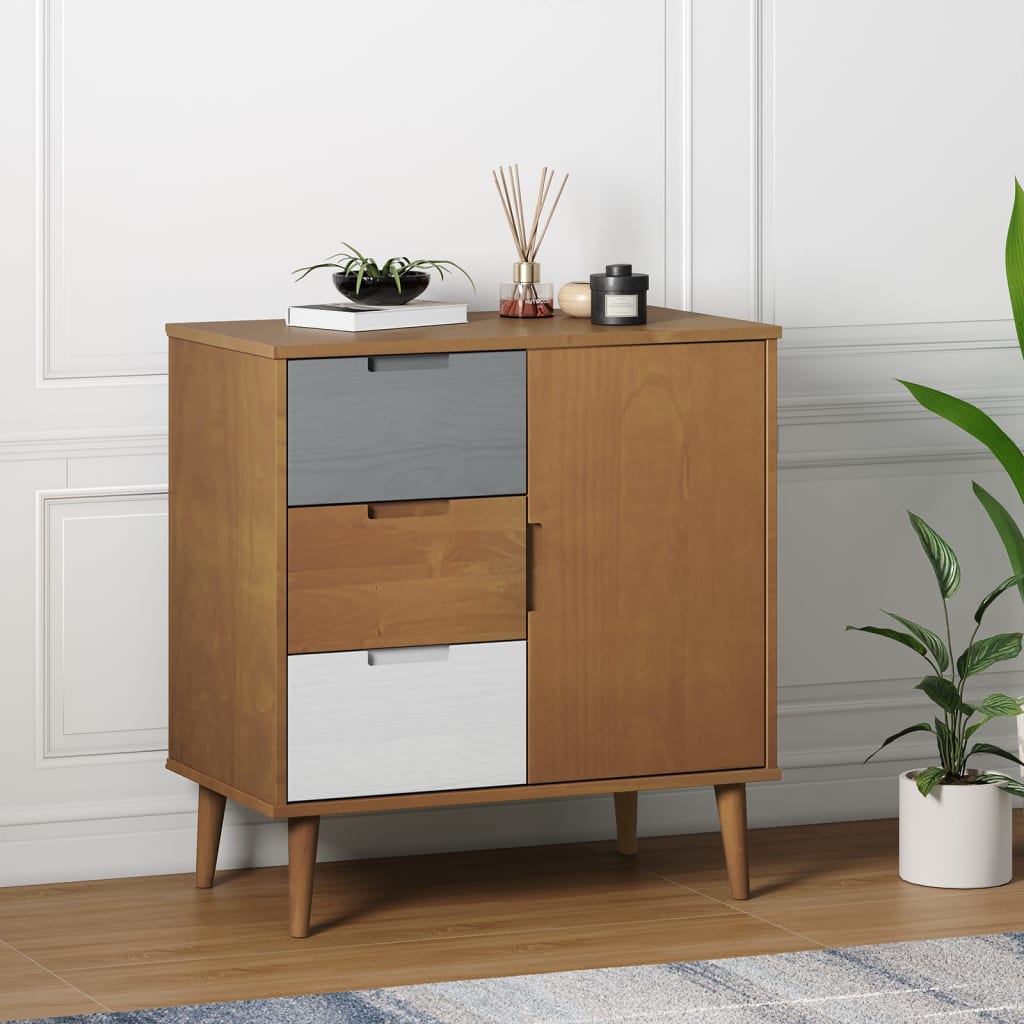 Credenza MOLDE Marrone 76,5x40x80 cm Legno di pino massiccio