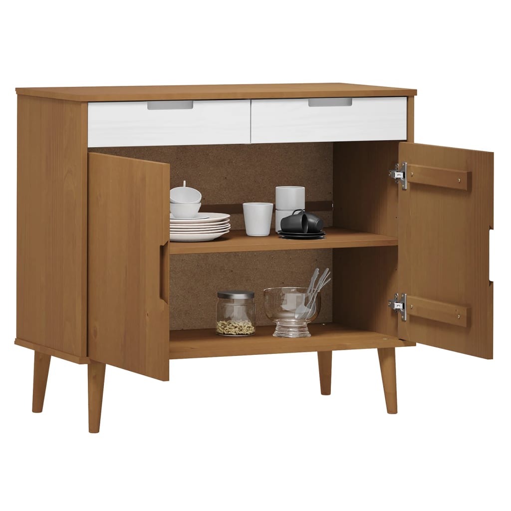 Brown house buffet 90x40x80 cm solid pine wood