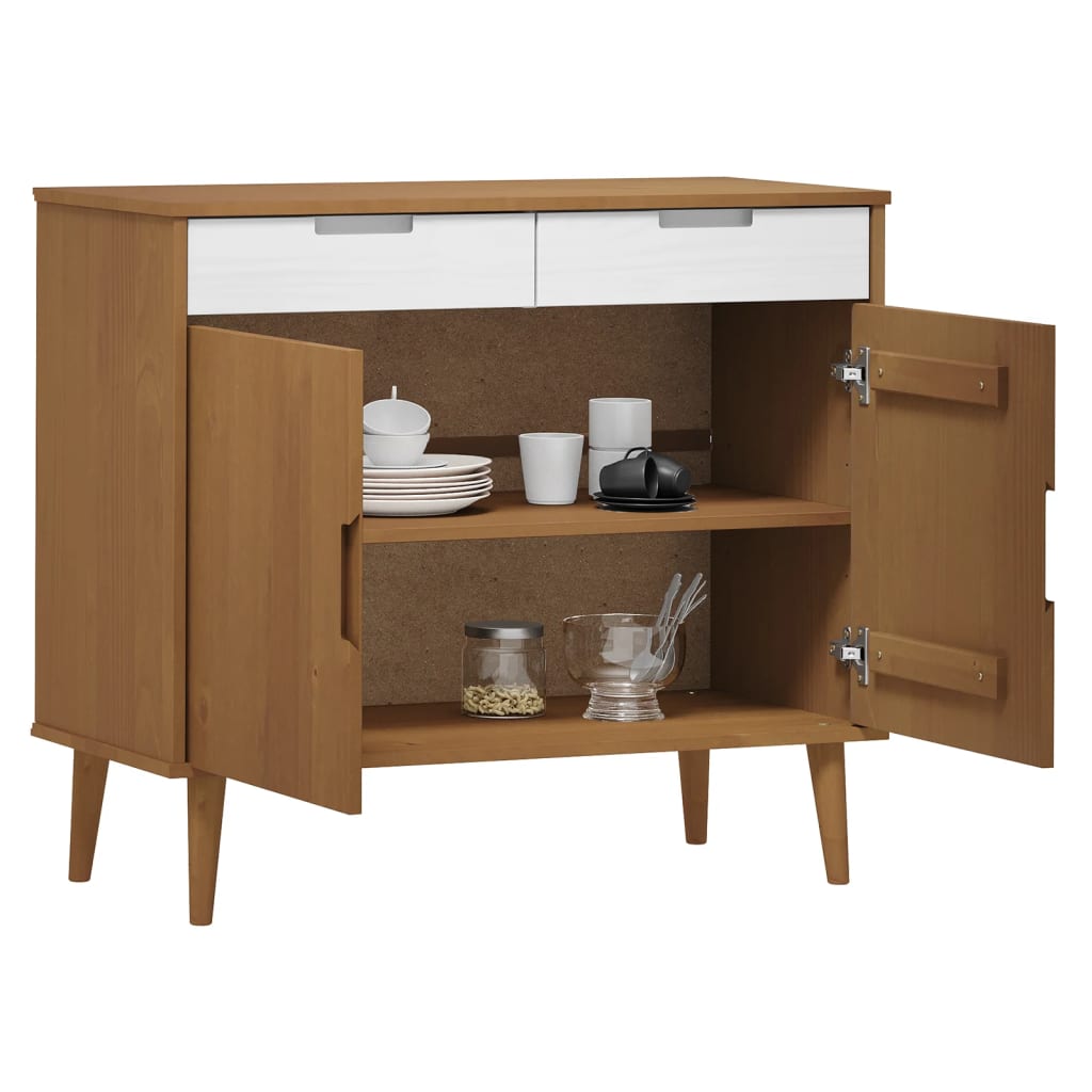 Credenza MOLDE Marrone 90x40x80 cm Legno di pino massiccio