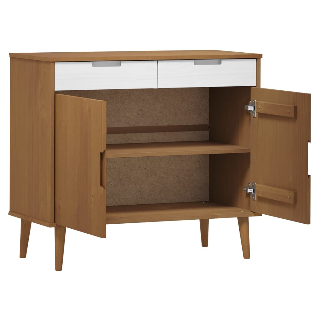 Brown house buffet 90x40x80 cm solid pine wood