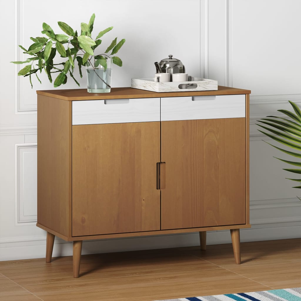 Brown House Buffet 90x40x80 cm Festkieferholz