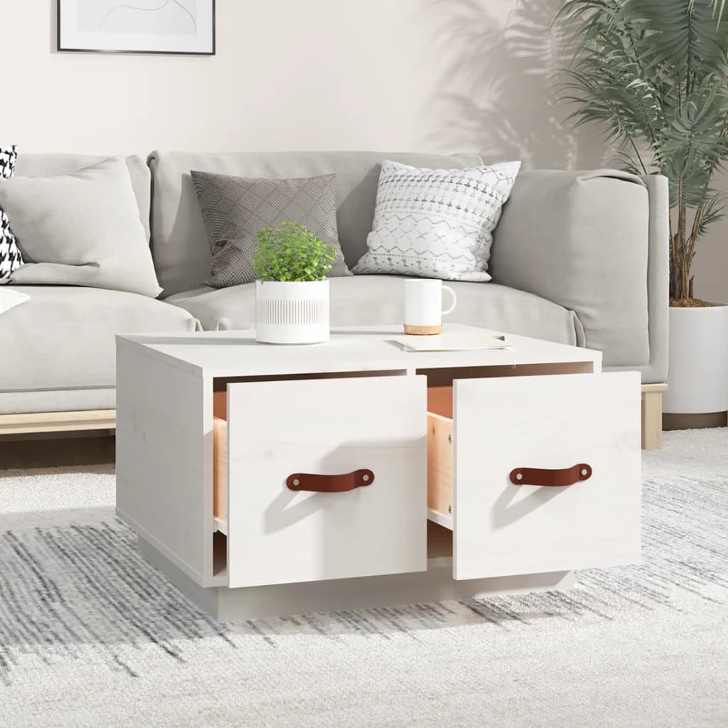 White coffee table 60x53x35 cm solid pine wood