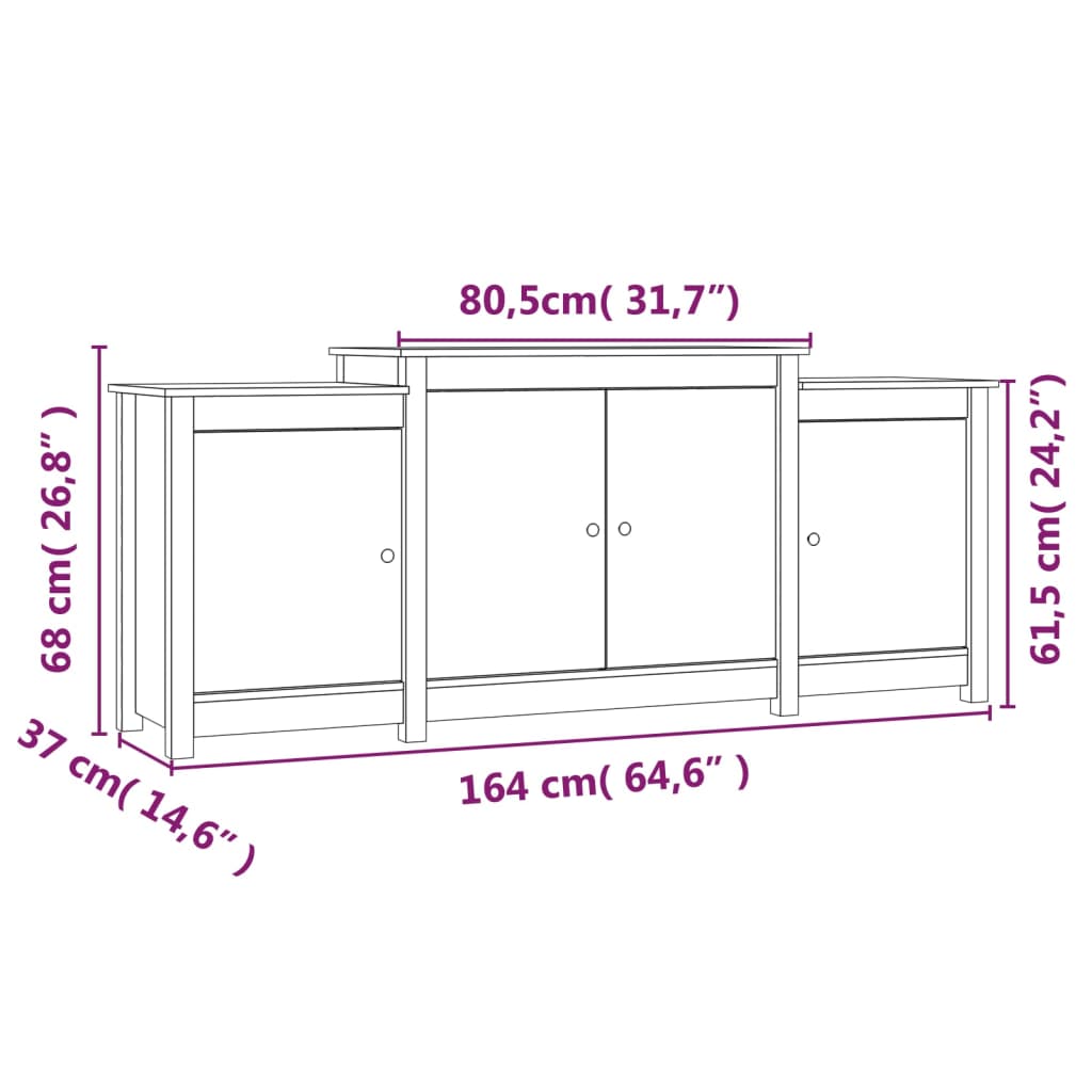 Buffet 164x37x68 cm solid pine wood