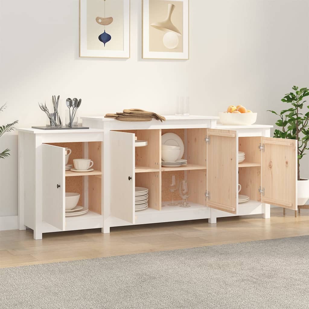 Buffet Blanc 164x37x68 cm Bois massif de pin