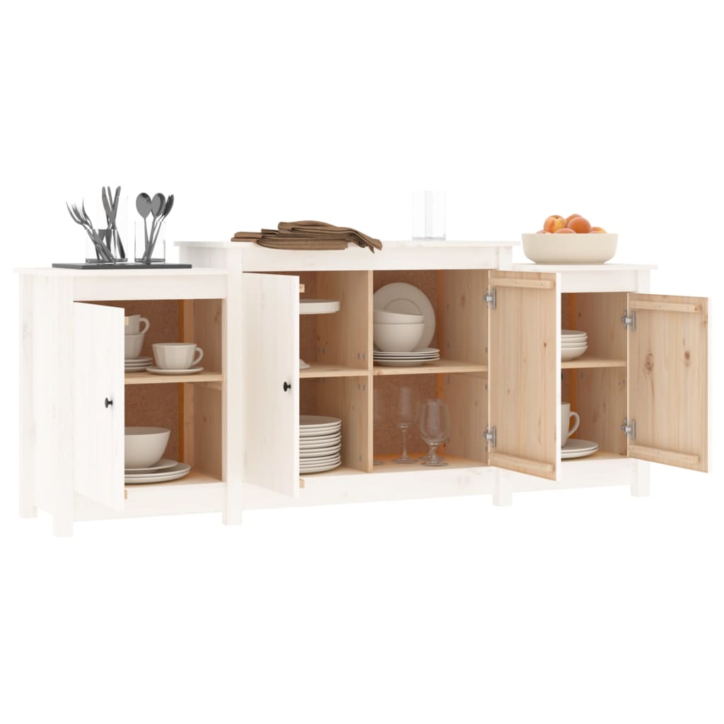 White buffet 164x37x68 cm solid pine wood