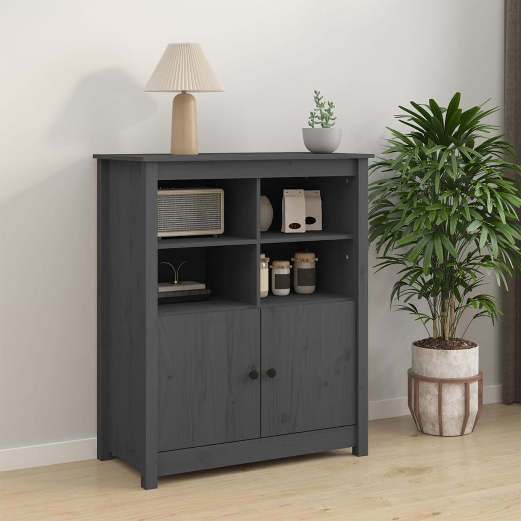 Buffet Gris 83x41,5x100 cm Bois massif de pin