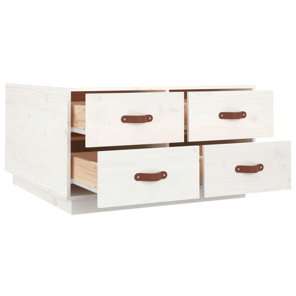 Tavolino bianco 80x80x45 cm in legno di pino solido