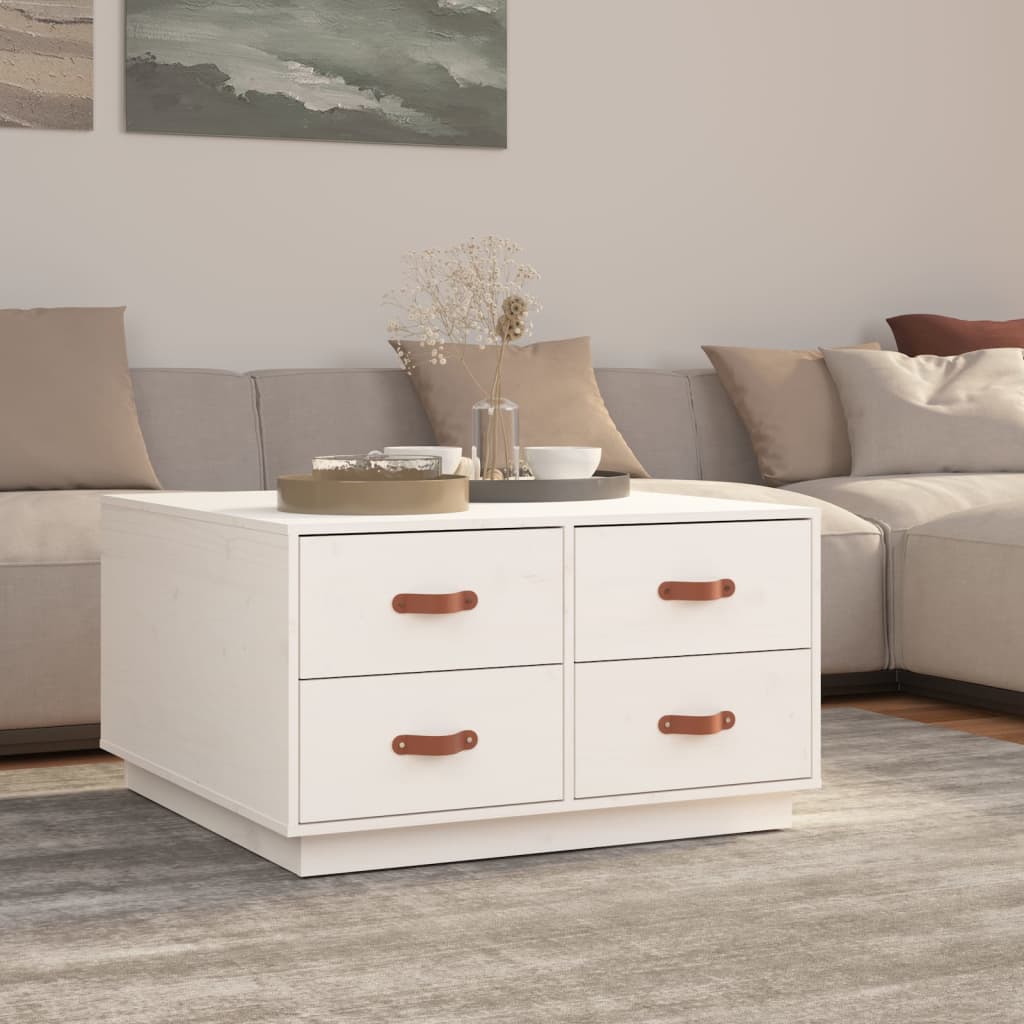 White coffee table 80x80x45 cm Solid pine wood