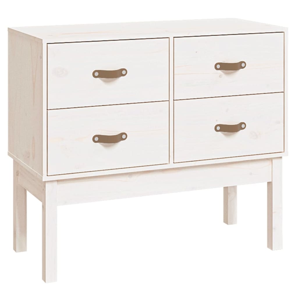 White console cabinet 90x40x78 cm Solid pine wood