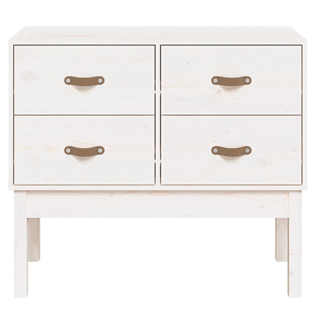 White console cabinet 90x40x78 cm Solid pine wood