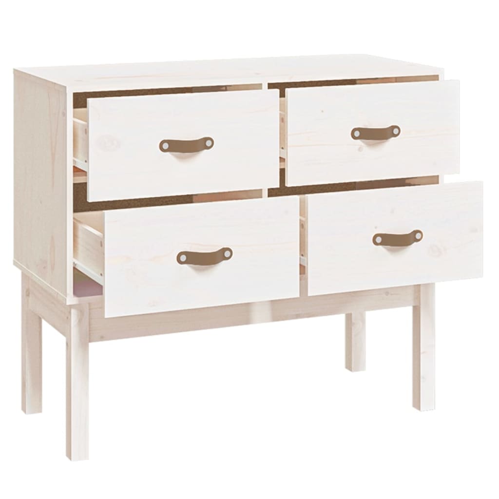 White console cabinet 90x40x78 cm Solid pine wood