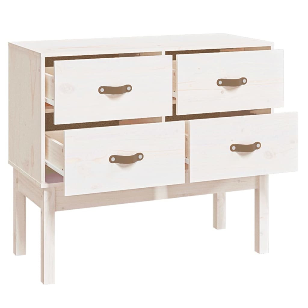 Weißer Konsolenschrank 90x40x78 cm Festkieferholz