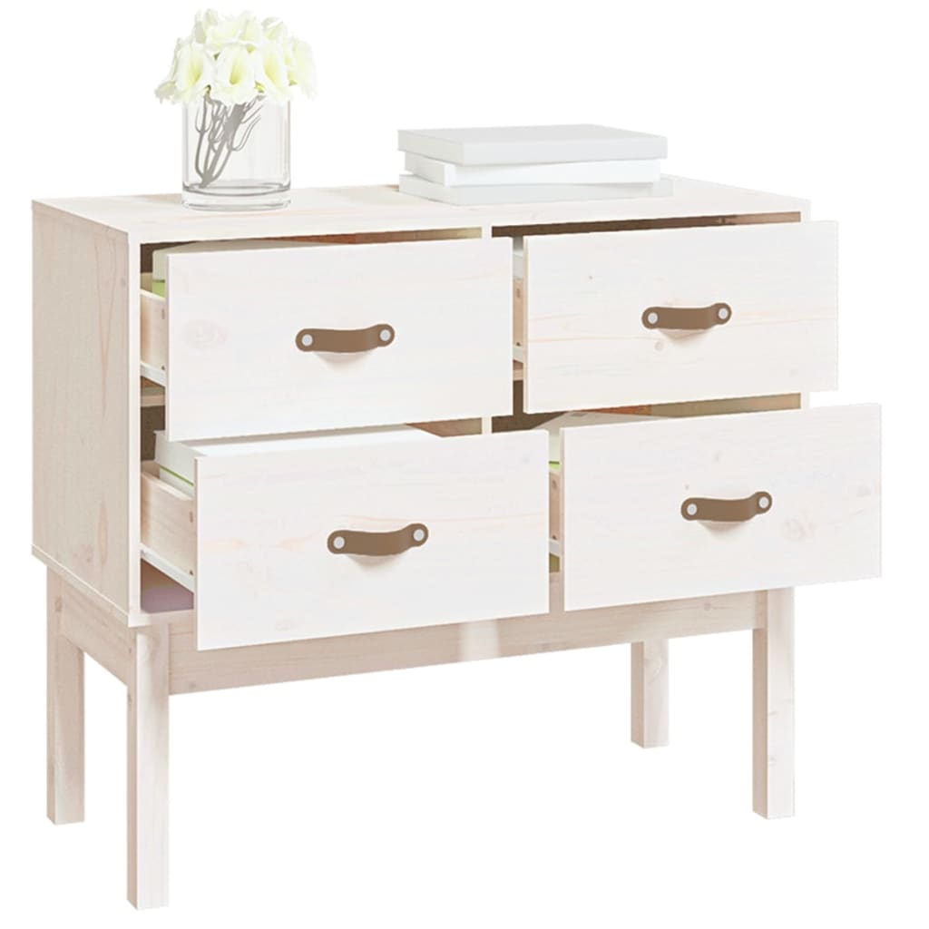 White console cabinet 90x40x78 cm Solid pine wood