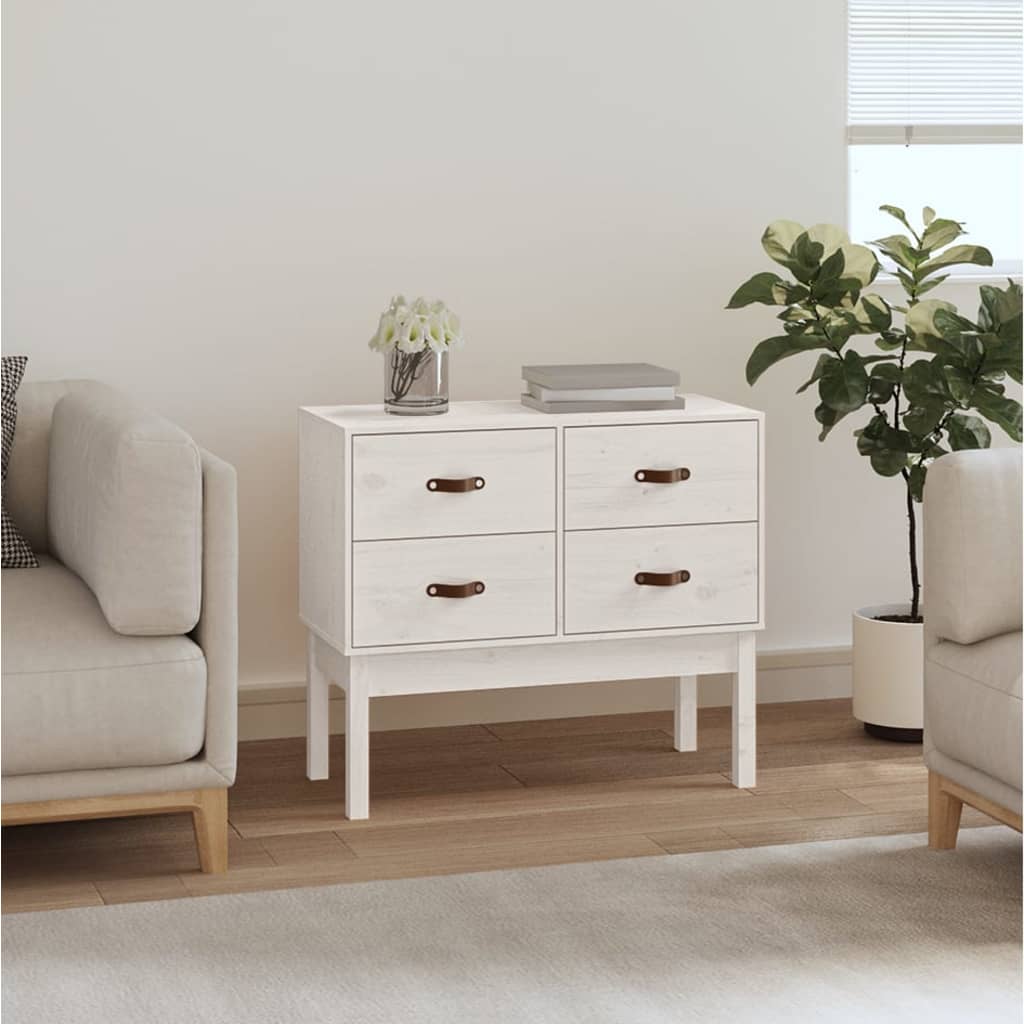 White console cabinet 90x40x78 cm Solid pine wood