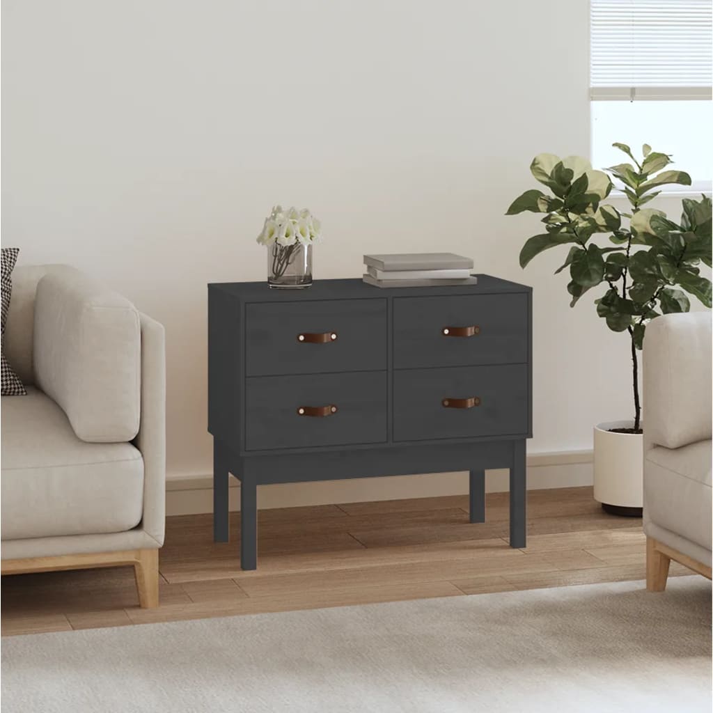 Gray console cabinet 90x40x78 cm Solid pine wood