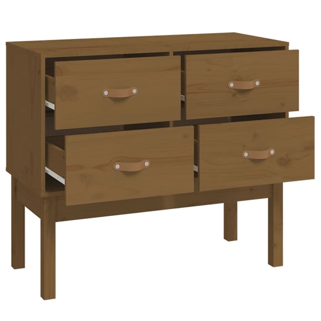 Honey brown console cabinet 90x40x78 cm solid pine wood