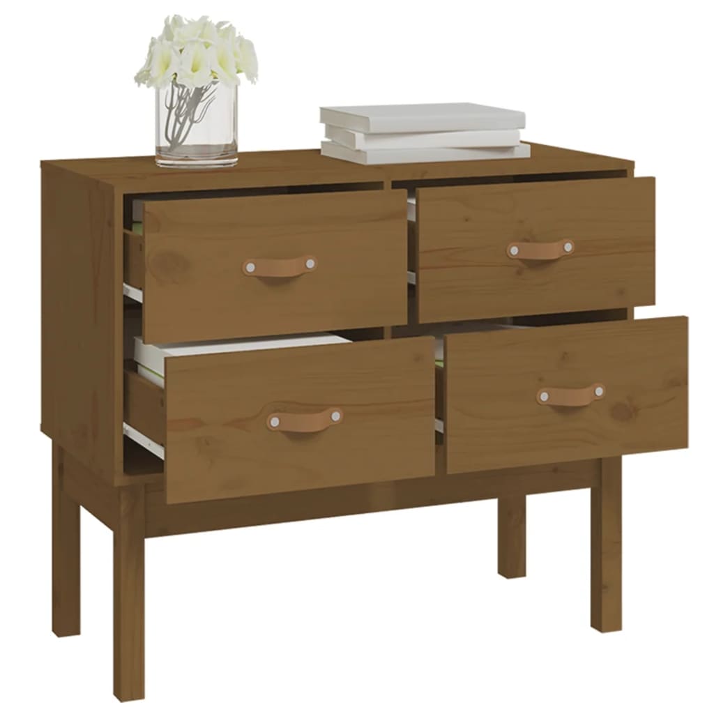 Honey brown console cabinet 90x40x78 cm solid pine wood