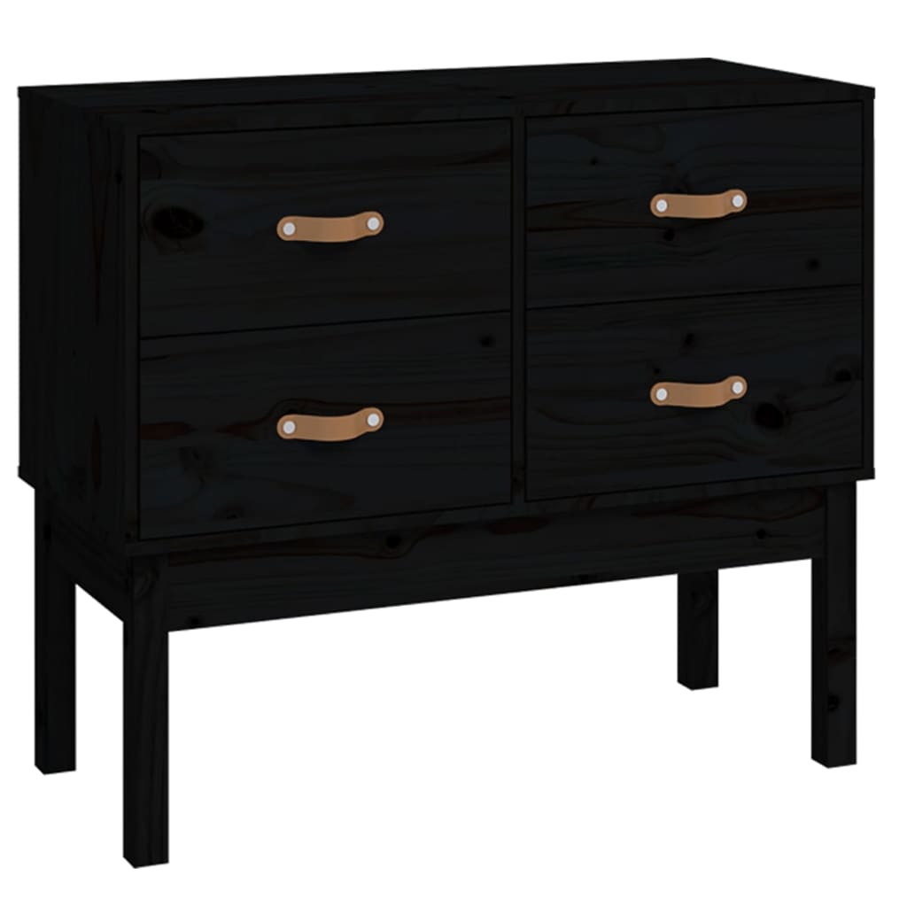 Black console cabinet 90x40x78 cm Solid pine wood