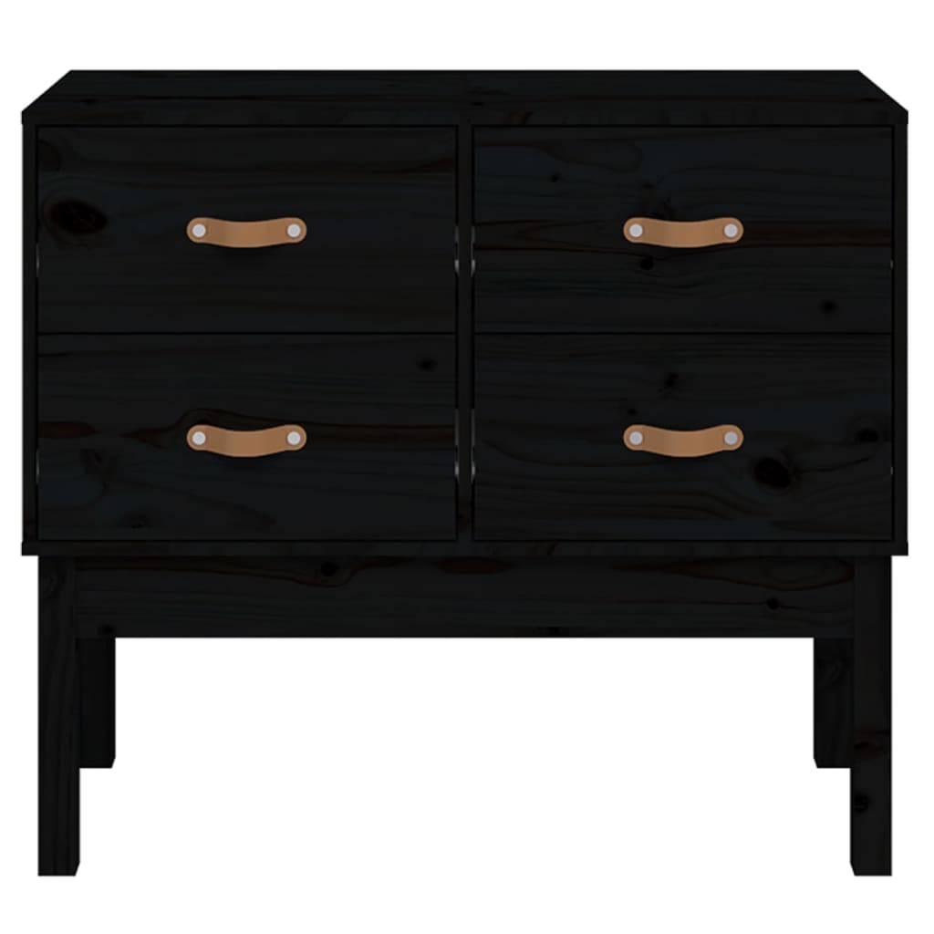 Black console cabinet 90x40x78 cm Solid pine wood