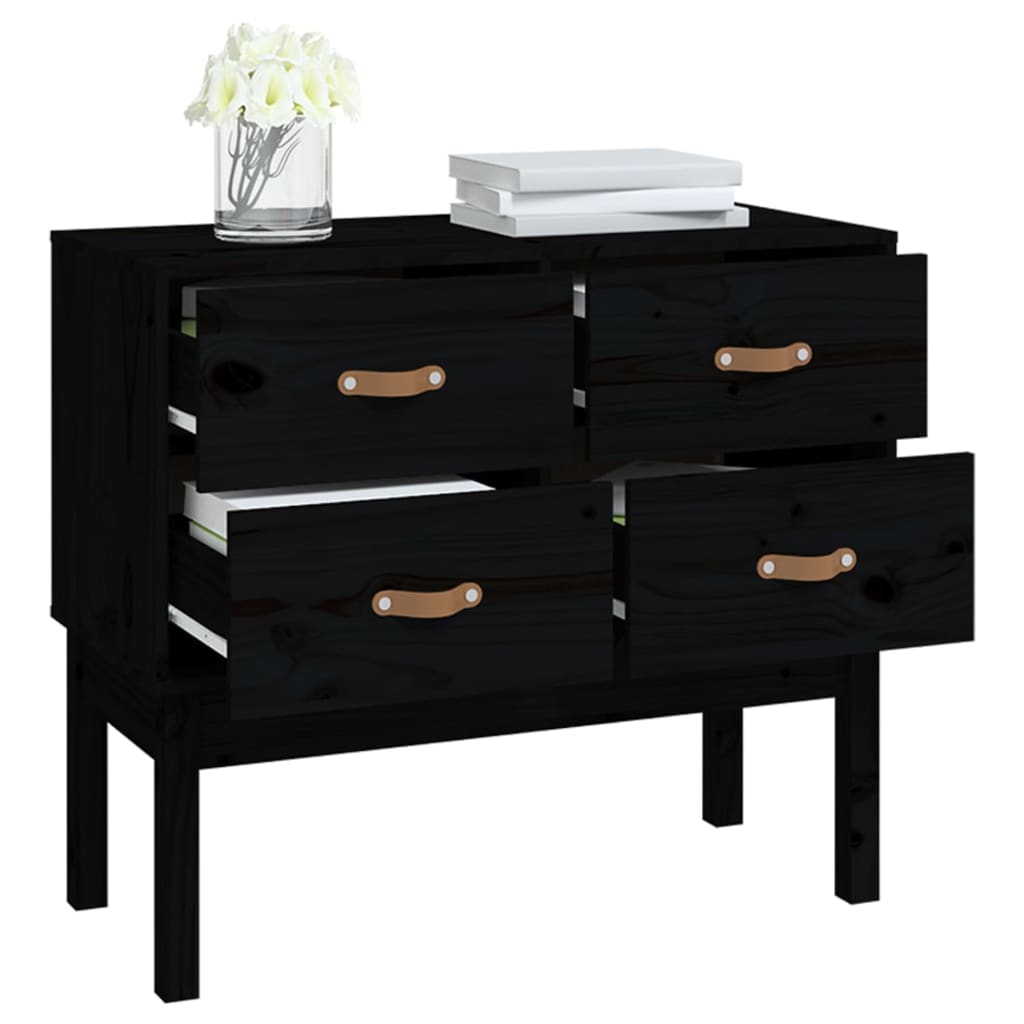 Black console cabinet 90x40x78 cm Solid pine wood