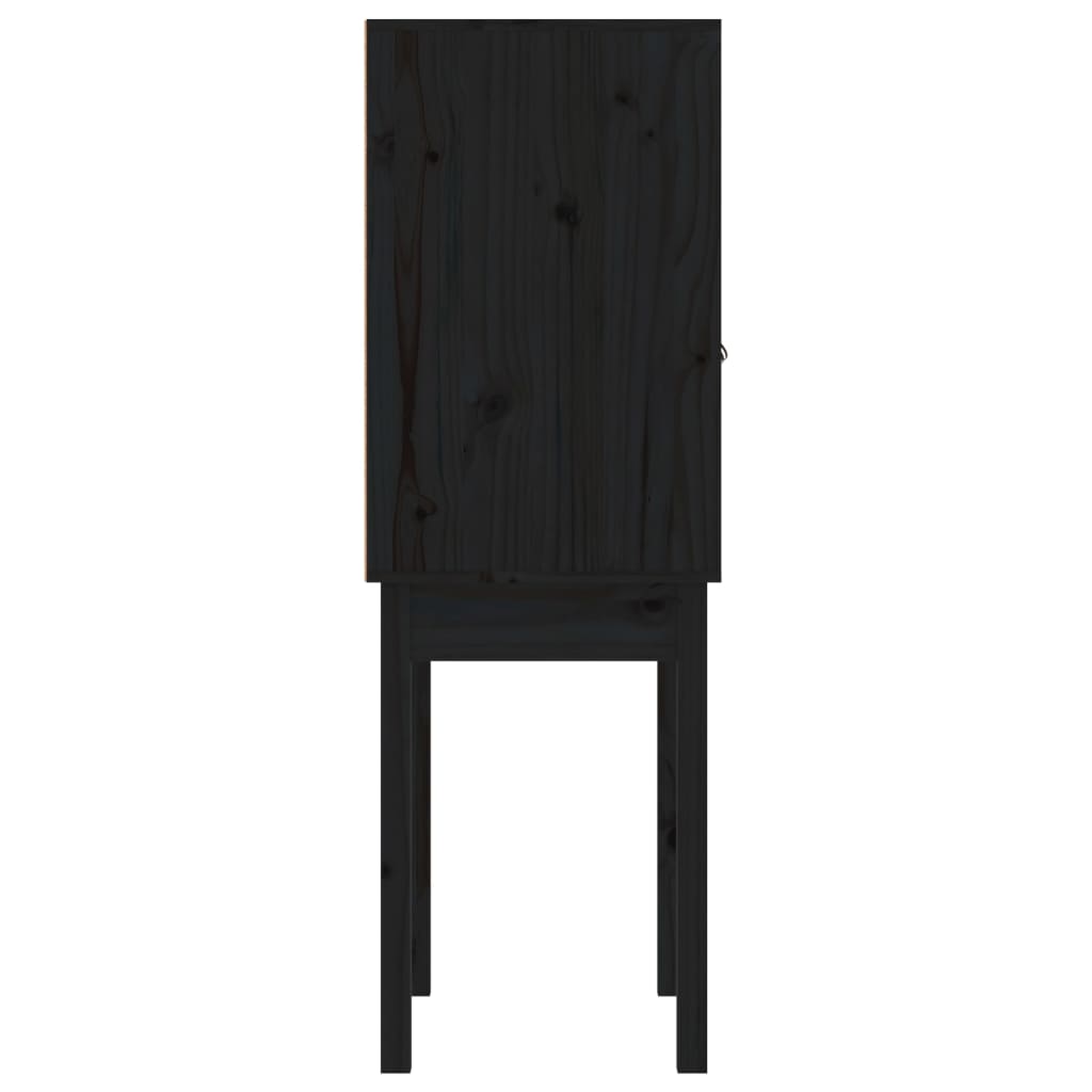 Credenza alta Nera 60x40x120 cm Legno di pino massiccio