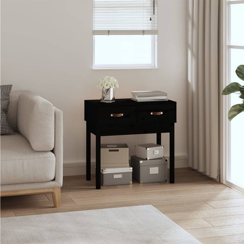 Black console table 76.5x40x75 cm solid pine wood